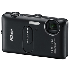Nikon CoolPix S1200pj Digital Camera - Black